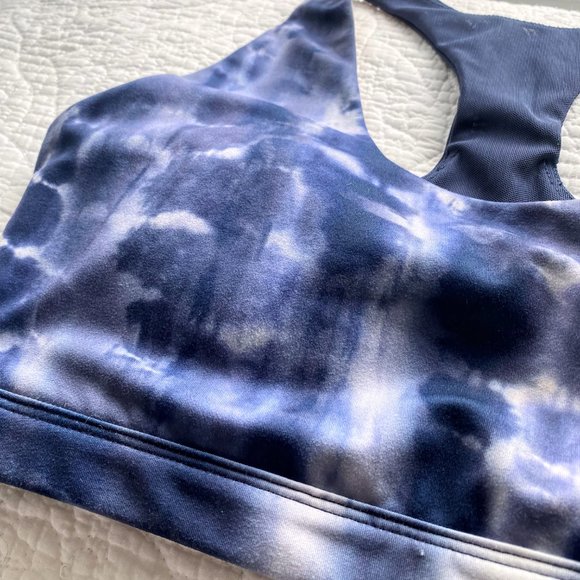 NWOT MPG Blue Tie Dye Recycled Polyester Sports Bra Medium Support Size SMALL - Picture 7 of 11
